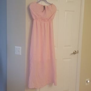 Espresso pink strapless maxi dress